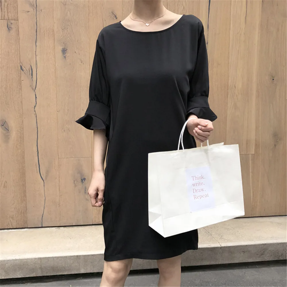High quality Cocoon Style Straight Dress For women Butterfly Sleeve Wide Chest Dresses Vestidos de fiesta O-neck Loose Dress (7)
