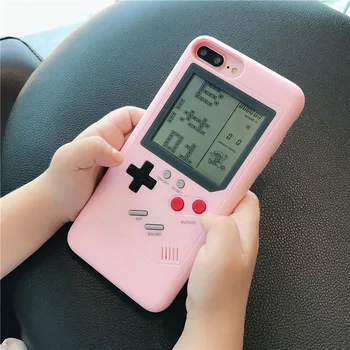 

2018 Fashion Tetris Gameboy Phone Case for iPhone 7 8 plus 6 6s plus Full Cover Hard PC Games Console Back Shell for iPhone 7 8