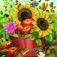 Яблоко и Подсолнух DIY живопись по номерам 24 Цвета Пигмент кисть Искусство Ручная роспись креативная Цифровая живопись маслом