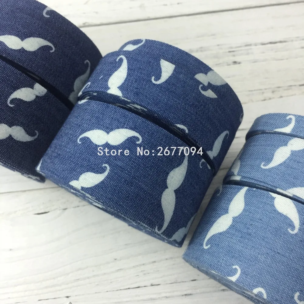 

5Meter/L 10 25 40mm Cowboy Mustache Ribbon Printed Jean Fabric Demin Ribbon Layering Webbing Craft DIY Choker Necklace Material