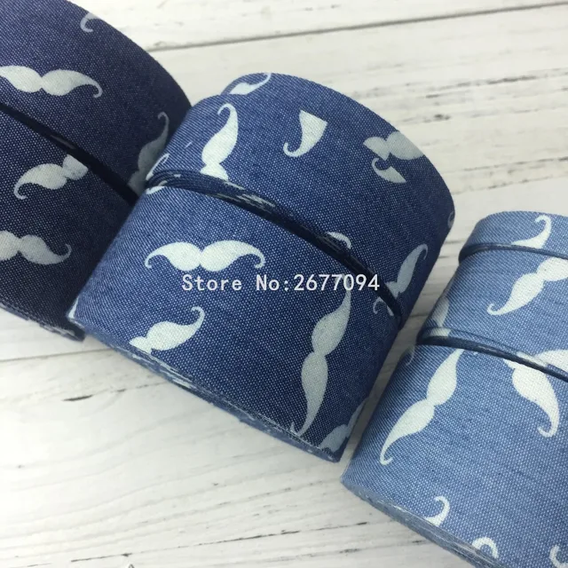 5meter l 10 25 40mm cowboy mustache ribbon printed jean fabric demin