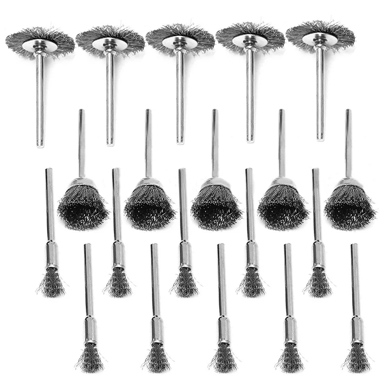 20pcs/set Steel Wire Wheel Polishing Pad Brushes for Rotary Grinder Accessories Tool