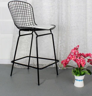 Популярный современный дизайн 70 см высота сиденья хромированный черный белый бертоа барный стул высокий табурет Лофт металлический стальной проволочный стул chair-2PC - Цвет: black chair white pa