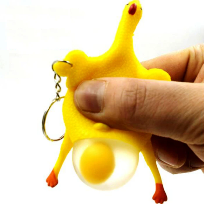 DHLFREE 48PCS Spoof Tricky Funny toys key chain Chicken Whole Egg