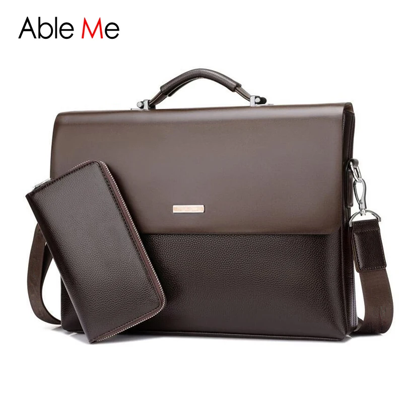 AbleMe Business Handbag Mens Fashion Leather Tote Bag Male