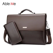 Ableme negocio bolso para hombre carteras de cuero de moda bolso de mano masculino sacoche homme hombres hombro mensajero bolsas de documento portátil