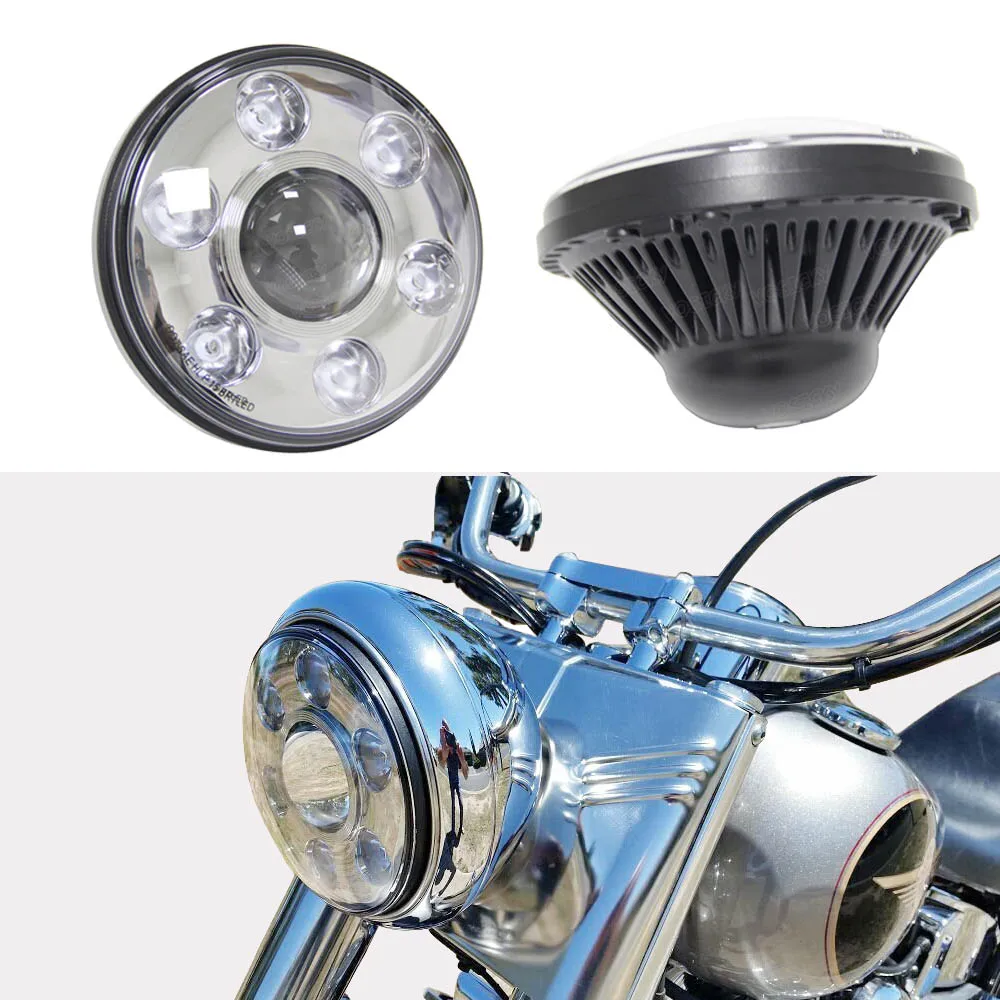 

7" LED Headlight-7inch Round LED Daymaker Projector Headlamp 2880lm CREE & Philips chip for Harley Davidson DOT Approved