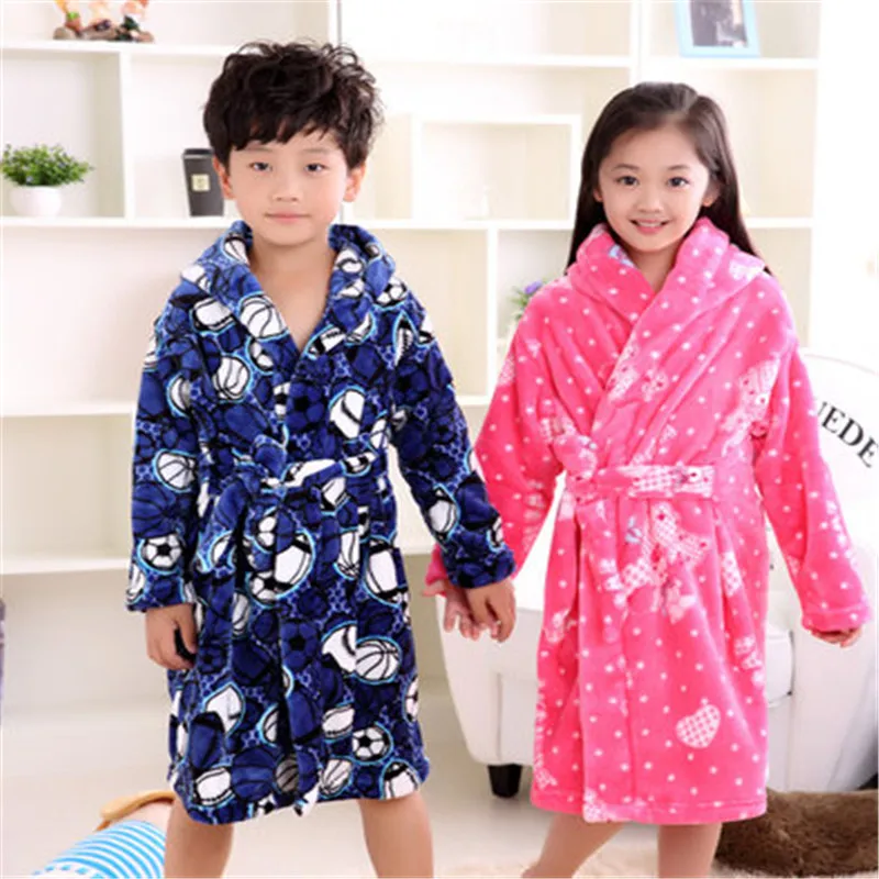 New Winter Kids Bath Robe Flannel Baby Girls Bathrobe Kids Clothes Boys children's Bathrobe Girls Robes