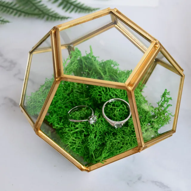 

Irregular Glass Geometric Succulent Planter Vase Terrarium Container DIY Box Jewelry Ring Bearer Pillow For Wedding Decorations