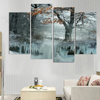 

Modular Posters Tableau Wall Art Pictures Canvas 4 Panel Beautiful City Night Scene Home Decoration Modern HD Printed Paintings