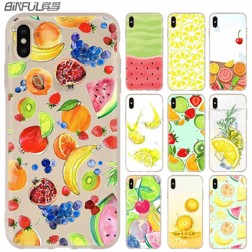 MLLSE Summer fruit lemon watermelon pineapple Soft Cover Case FOR iPhone 13 11 12 Pro X XS Max XR 8 7 6 Plus SE 2020 Mini Coque | Мобильные