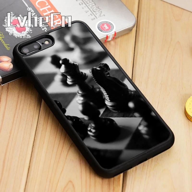 

LvheCn Chess Board Pieces Print Luxury Phone Case Cover For iPhone 5 5s SE 5C 6 6s 7 8 10 X Samsung Galaxy S6 S7 edge S8 S9 plus