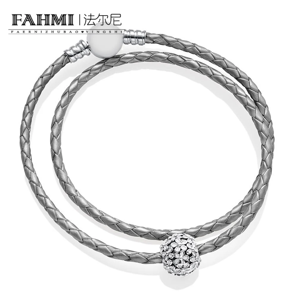 

FAHMI 100%925 Sterling Silver New DARLING DAISY MEADOW CLIP IVORY Silver Fashion Double Leather Bracelet Set B801201 590745CSG