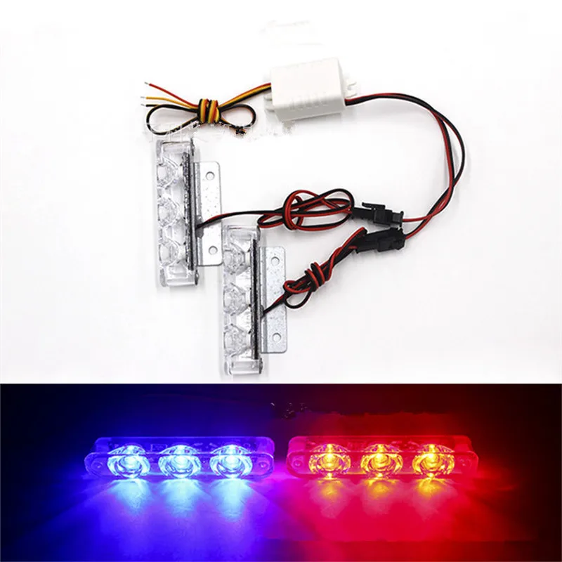 

2Pcs 3 LED Strobe Light 6W Police Flashing Warning Led Brake Light Lamp DC 12V Car Truck Motorcycle Rear Brake Stop Led Lights