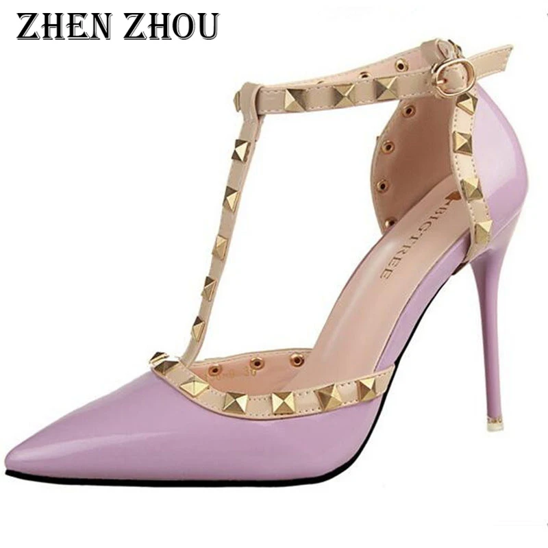 Escarpins femme 2018 туфли лодочки на тонком каблуке с пряжкой ремешке Женская офисная