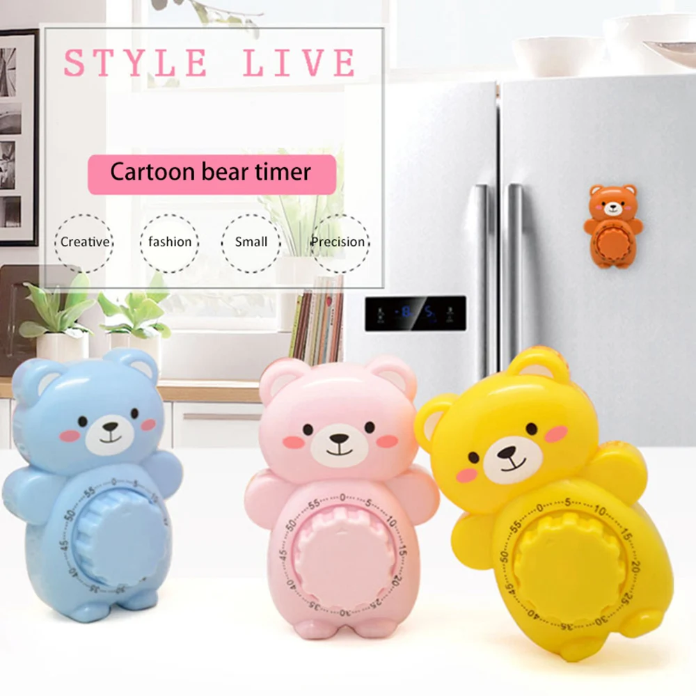 

1PC Kitchen Gadgets Tools Cute Bear Mechanical Kitchen Timer 60 Minutes Countdown Alarm Timer Clock Dial Timers Counter Reminder