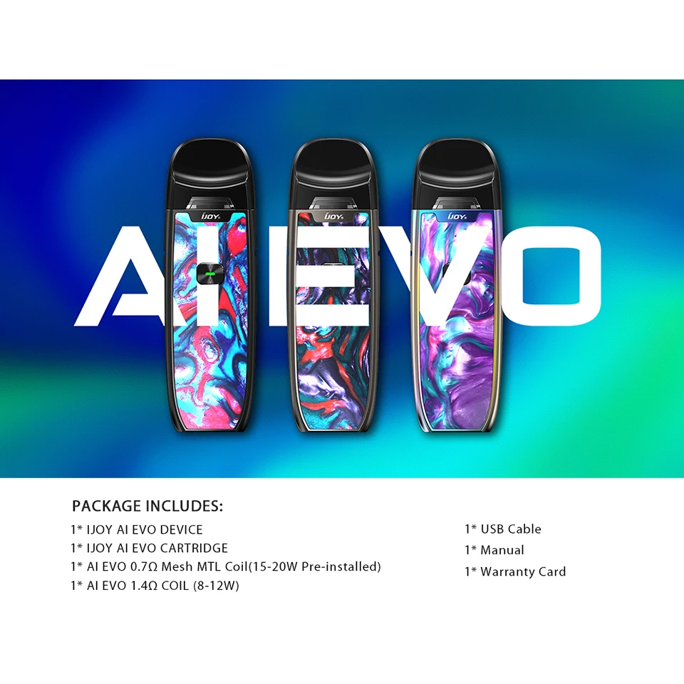 Оригинальный IJOY AI EVO полимерный Pod Vape Kit 1100 мАч с картриджем 2 8 мл и максимальной