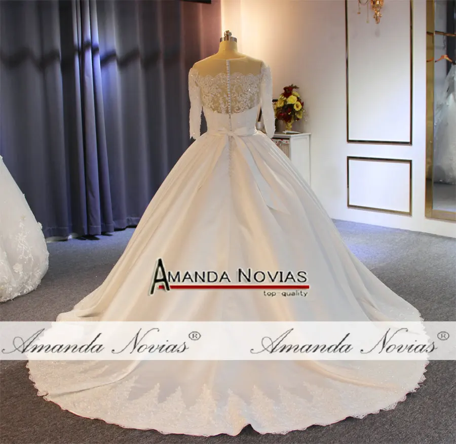 Vestido de noiva высокое качество с хорошая цена настоящая работа атласное свадебное платье