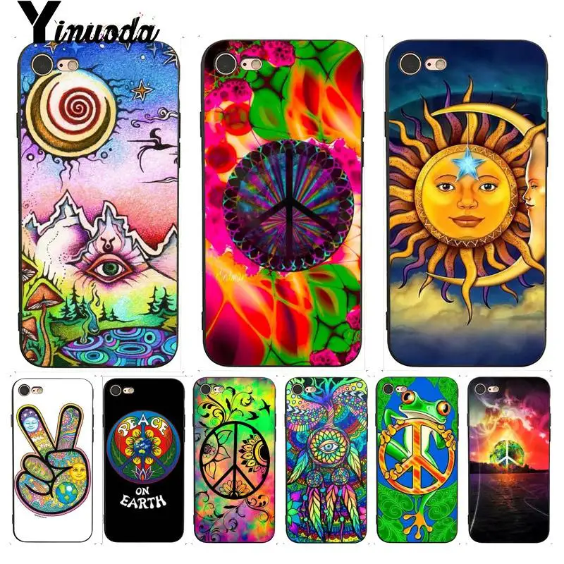 Yinuoda For iPhone 7 6 X Case Hippy Hippie Psychedelic Art Peace Soft