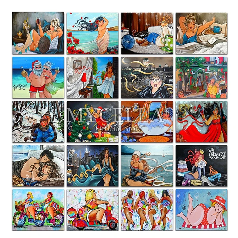 

Housewife 5D Full Drill 5D DIY Diamond Painting Cartoon Fat woman 3D Full Round Embroidery Cross Stitch Mosaic Home Decor Gift