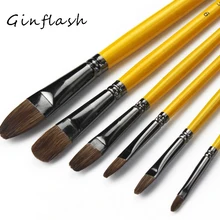 6 шт./компл. разных Форма волчий мех Краски кисти комплект деревянной ручкой гуашь акварель масло Краски ing набор кистей для Акриловые искусства AHB023