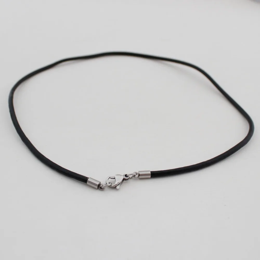 Leather Cord Necklace Lanyard Pendant Stainless Steel Fashion Men's