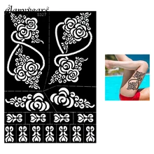 1 шт хна трафарет для татуировки полый красивый цветок розы женский боди-арт хна Рисование пастой трафарет татуировки сексуальный DIY продукт S327