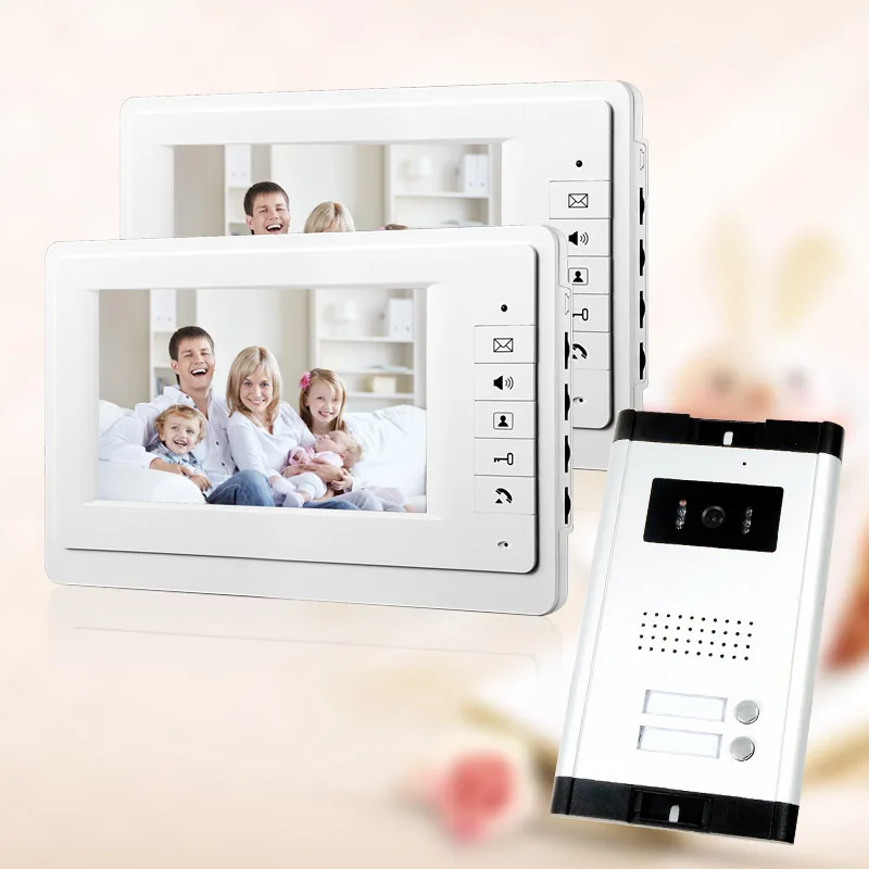FREE SHIPPING Brand 7 Video Intercom font b Door b font Phone System 2 White Monitor