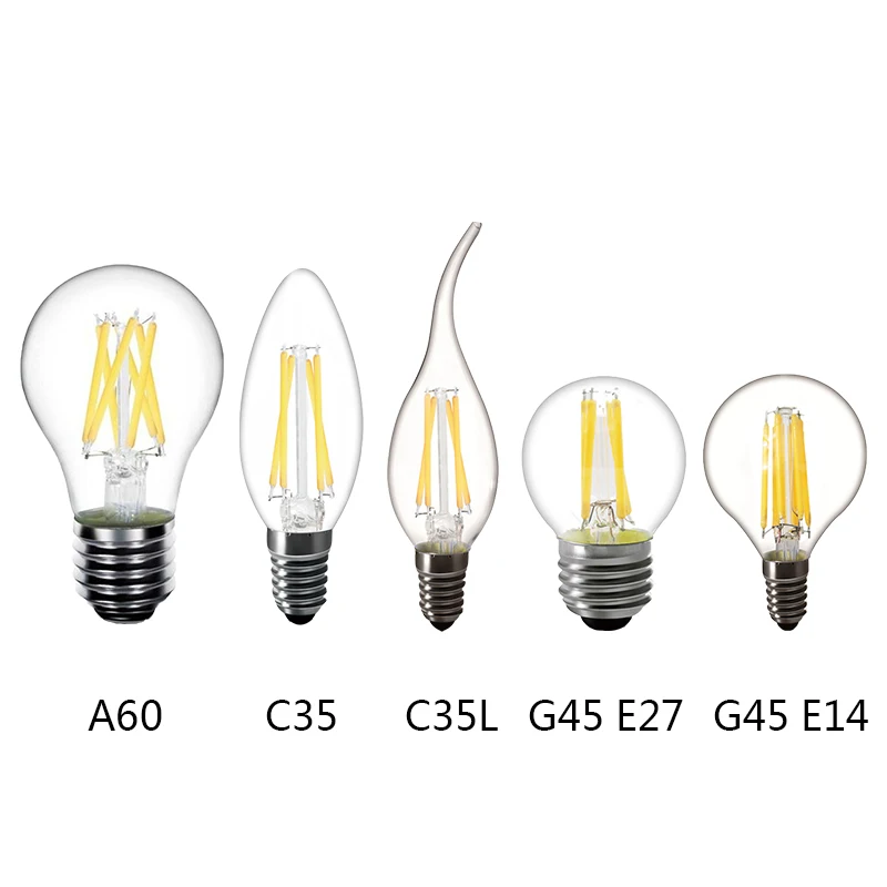 2 Вт 4 Вт 6 Вт Edison старинные лампы светодио дный лампы накаливания E14 светодио дный E27 лампы накаливания лампы 220 В светодио дный E14 C35 E27 A60