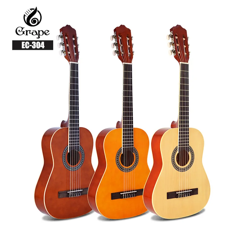 

Basswood Classical Guitar Acoustic Electric Nylon String 34 Inch Mini-body Guitarra 6 Strings Install Pickup Guitars Wood Color