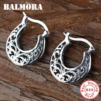 

BALMORA 925 Sterling Silver Openwork Simple Clip Earrings for Women Mother Gift Classic Earrings Thai Silver Jewelry SY31838