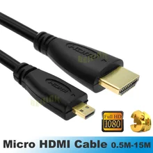 Premium version Gold Plated 3D 1080P hdmi to micro hdmi D type male to hdmi male cable for mobile phone, camera,GoPro
