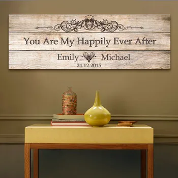 

Guest Signature DIY Wedding Canvas Signing Board Canvas Painting Party Gift-You Are My Happily Ever After Wedding Decoration