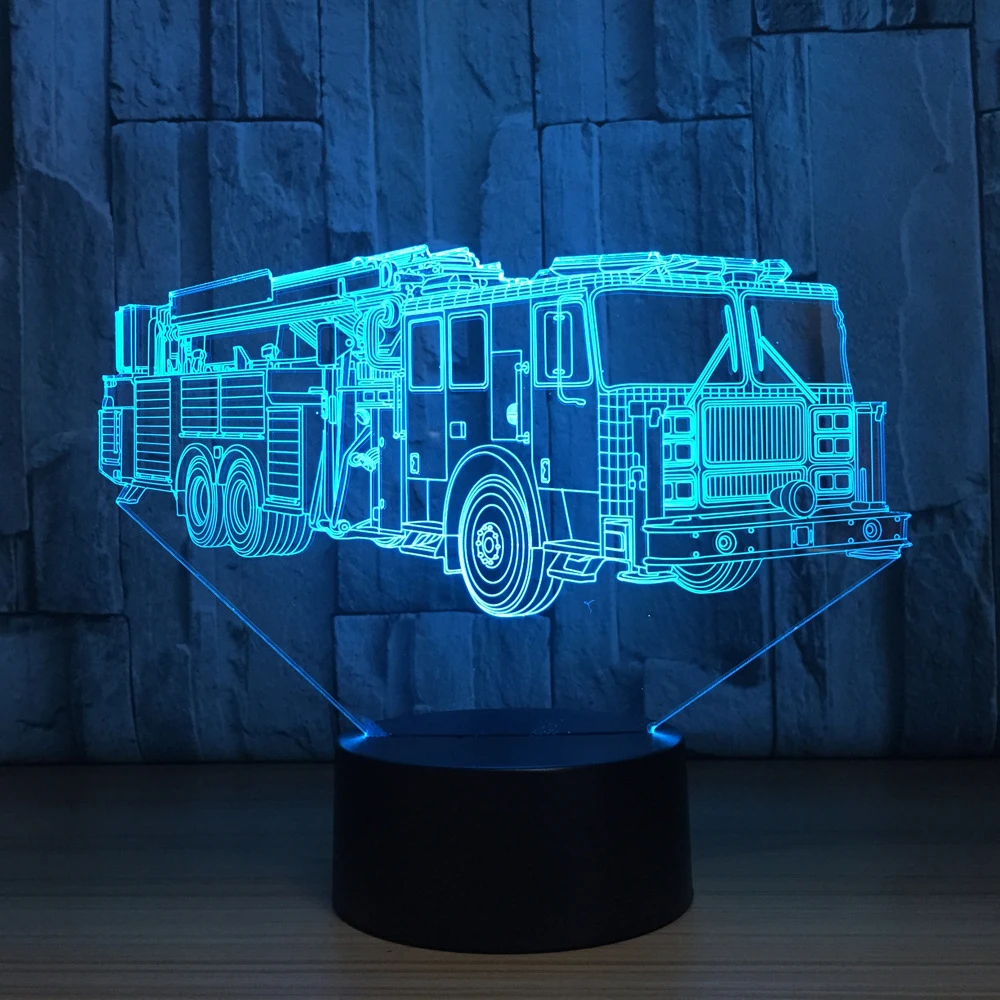 Us 11 59 42 Off 3d Fire Engine Modelling Table Lamp 7 Colors Changing Fire Truck Car Night Light Usb Sleep Light Fixture Bedroom Decor Kids Gift In