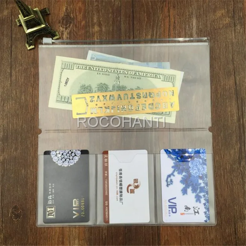 20 шт. блокнот путешественника для паспорта журнал заправка наполнитель на молнии чехол прозрачный ПВХ визитная карточка накладная бумага для заметок карман сумка