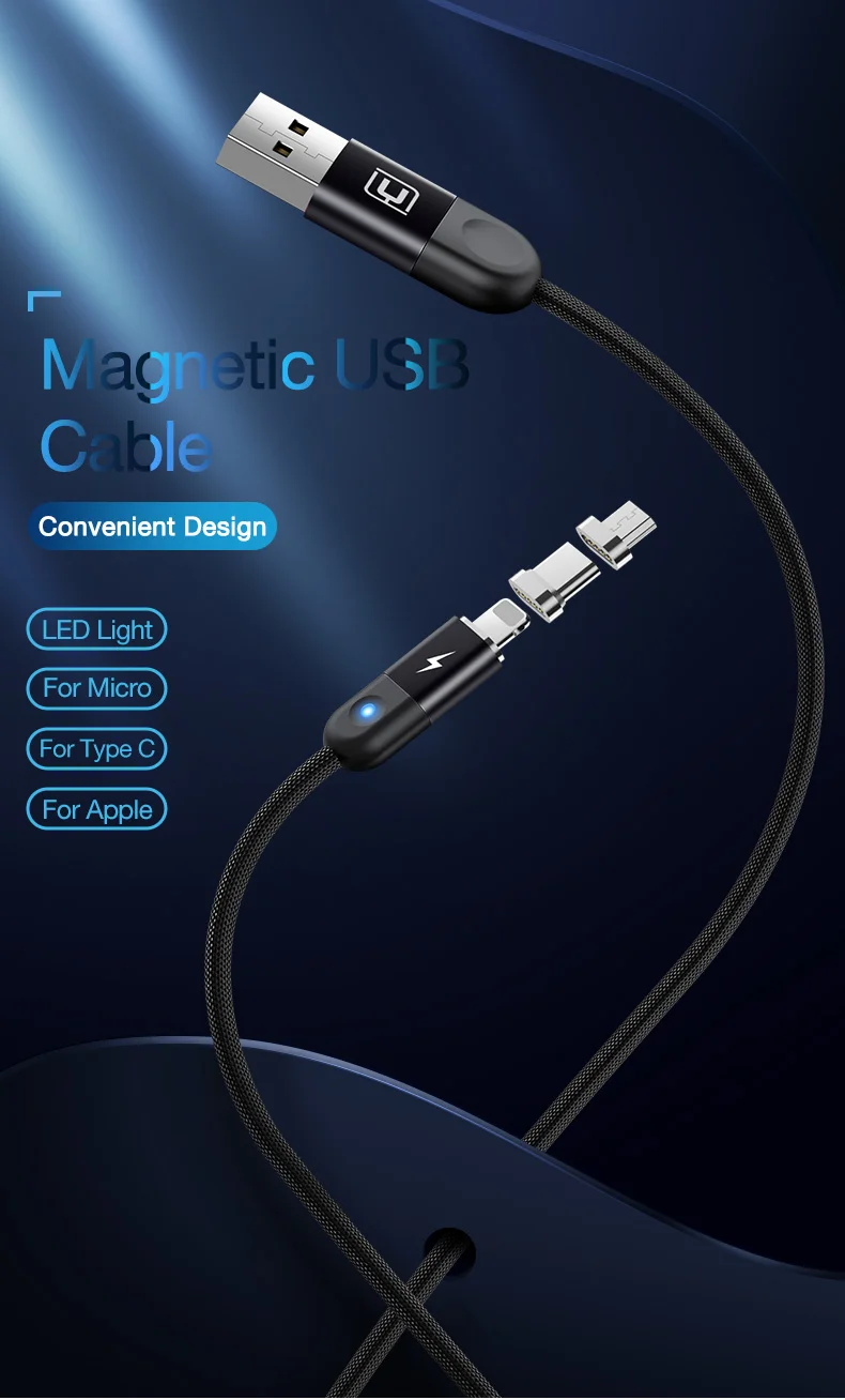 CAFELE, кабель для быстрой зарядки, usb type-C, светодиодный светильник, магнитное зарядное устройство USB для iPhone, samsung, huawei, Xiaomi, синхронизация данных