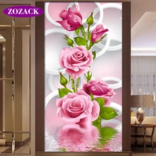 Zozack Chinese Handwerk, Diy Dmc Rozen Kruissteek Gedrukte Patronen, sets Voor Borduurwerk Kruissteek Kits Home Decor Twee Size
