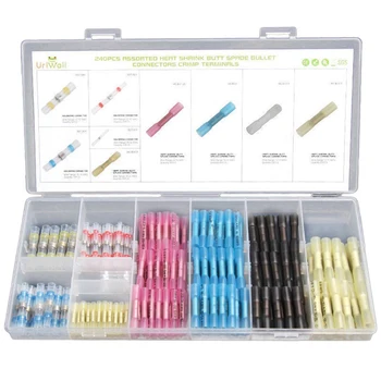 

200PCS/set Assortment Heat Shrink Butt Wire Connectors Waterproof Solder Sleeve Heat Shrink Connectors With Storage Box