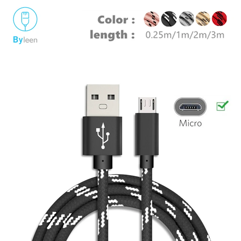 3/2/1/0,25 м длинный кабель Micro-USB для Xiaomi Redmi 5x 4c 3a 5 4 3 pro Coolpad Torino, рев 3 Sky 3 кабель для передачи и синхронизации данных и зарядки Кабели - Цвет: Черный