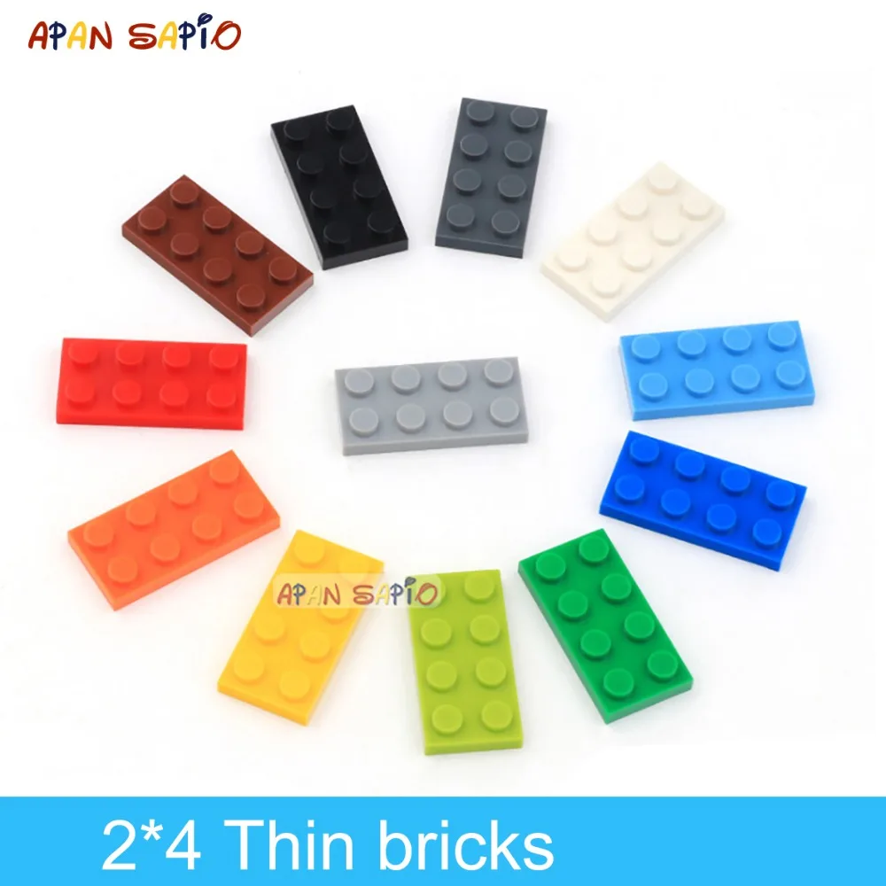 60pcs DIY Building Blocks Thin Figure Bricks 2x4Dots Educational Creative Size Compatible With 3020 Plastic Toys for Children цена и фото