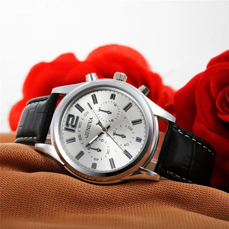 Hot sale Men Casual Checkers Faux Leather Quartz Analog Wrist WatchMen Wholesale #2AP18 (8)