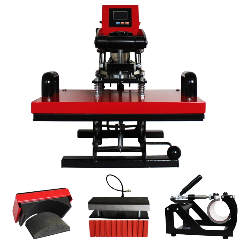 

Top Quality Pen Shirt Cap Mug 4in1 Combo Multi Function Auto Open Heat Press Machine with 29*38cm Printing Size NO.AP1901