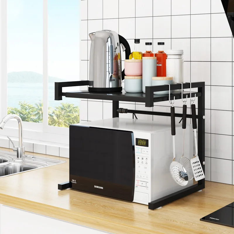 

Retractable Kitchen Organizer Shelf Microwave Oven Storage Rack Multi-layer Space Saving Not Rusting Dishes Rack Dropshipping