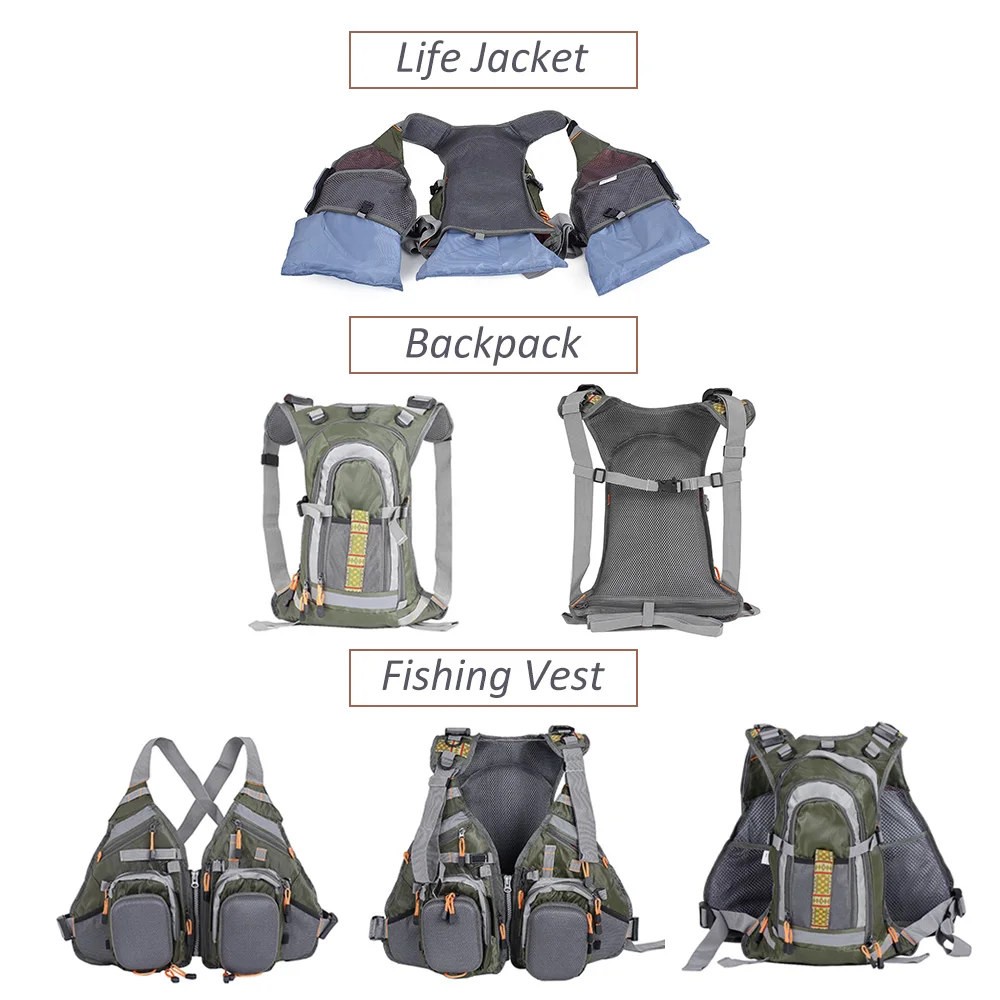 Lixada 3 в 1 сетчатый жилет для нахлыстовой рыбалки и рюкзак дышащий рыболовный спасательный жилет Универсальный жилет каяк парусного спорта лодок