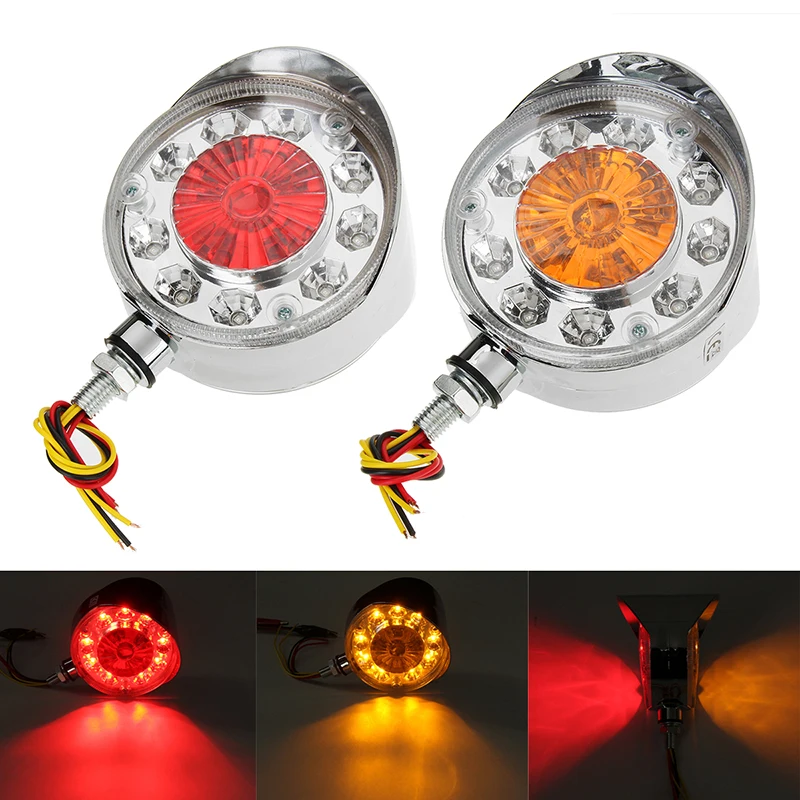 

2 Pcs Double Face Red Yellow Side Marker Lights Turn Signal Lamp for Truck Trailer Bus Boat 24V