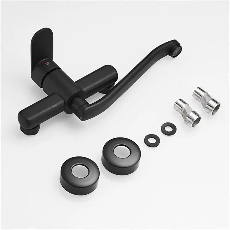 Kitchen Faucet Brass Sink Mixer Tap Hot and Cold Single Handle Faucet Wall Mounted Washing Basin Tap Black Mop Pool Faucet Kitchen Faucet Brass Sink Mixer Tap Hot and Cold Single Handle Faucet Wall Mounted Washing Basin Tap Black Mop Pool Faucet