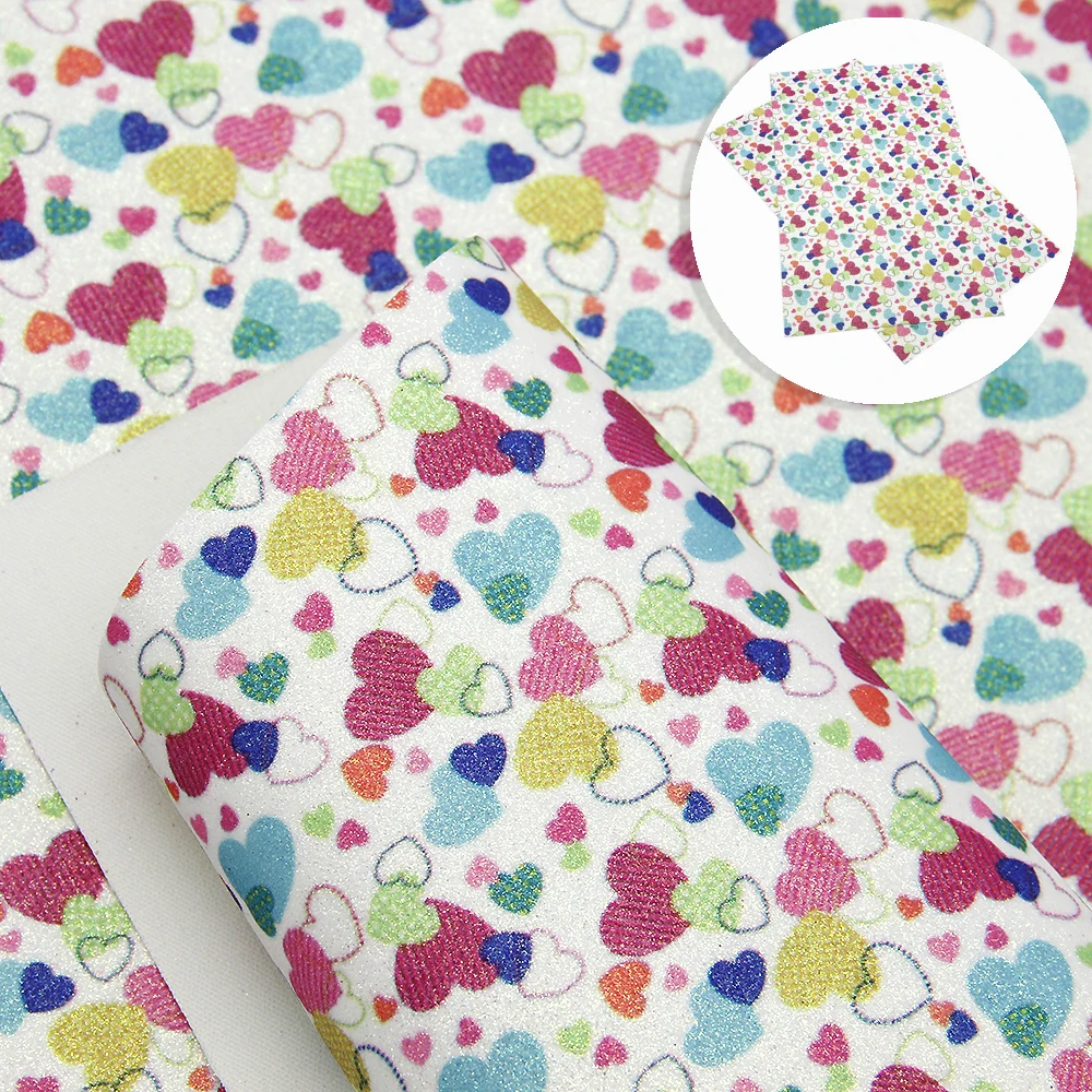 

20*34cm Mixed Style Cartoon Fine Glitter Faux Synthetic Leather Fabric Set ,DIY handmade materials for hair bow shoes ,1Yc6527