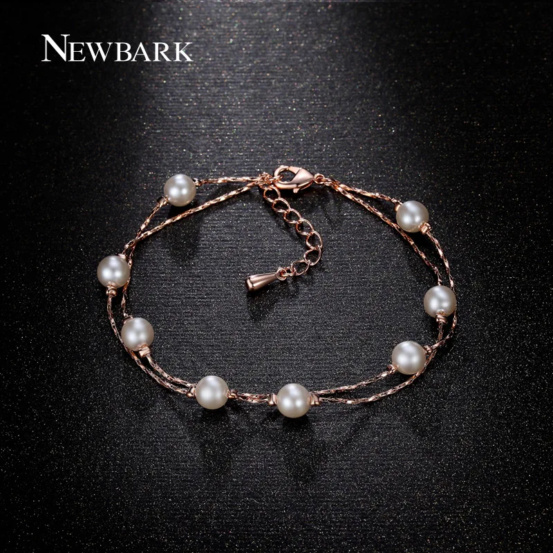 font b NEWBARK b font Fashion Rose Gold Plated 8pcs Simulated Pearl font b Bracelets