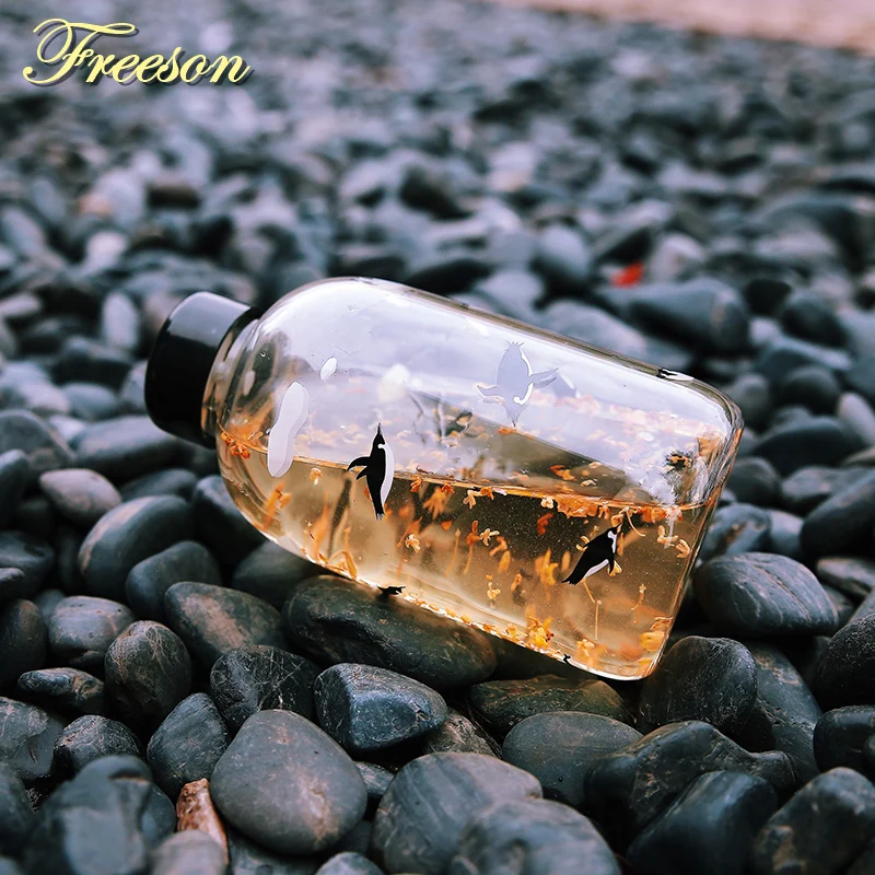 Creative Polar Bear Penguin Glass Water Bottle Cute Animal Ice Bottles Cartoon Camping Sport Bottle Tour Drinkware Zakka