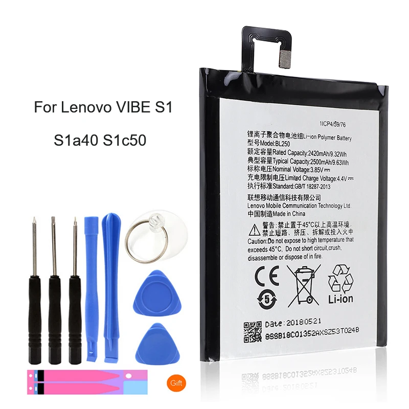 

Original bl250 VIBE For Lenovo S1 S1c50 S1a40 BL250 battery Rechargeable Li-ion Built-in mobile phone lithium polymer battery
